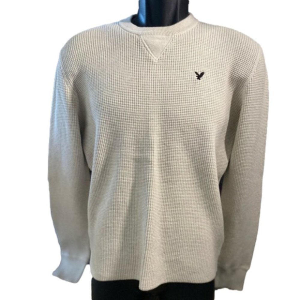 AMERICAN Eagle Outfitters Men’s Cable Knit Long Sleeved White Sweater (Size L)